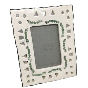Greenbrier Photo Frame Cut Out Pattern Dot Triangles Green Vine Pattern 3 x 4.5"